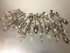 A 19th/20th century composed King's and Queen's pattern silver partial flatware service