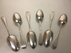 A rare set of six George III Scottish Provincial marked silver table spoons, Adam Graham, Glasgow,