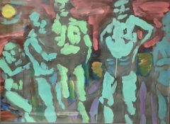 Ian Hughes (Scottish 1958-2014), "Bathers by the Havel (Germany)", titled lower left, signed lower