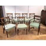 A set of six Scottish Regency mahogany dining chairs, including one elbow chair, each with