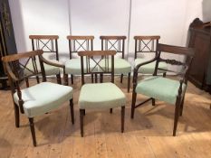 A set of six Scottish Regency mahogany dining chairs, including one elbow chair, each with