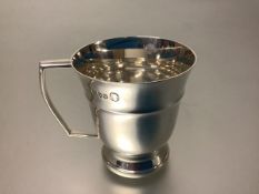 A George V silver christening mug, S. Blanckensee & Son, Chester 1934, in the Art Deco taste with
