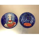 Audrey Allison (Scottish, Contemporary), "Keep Smiling", a pair of hand-painted pottery bowls,