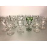 A group of 19th century rummers and drinking glasses comprising: a set of six rummers, each large