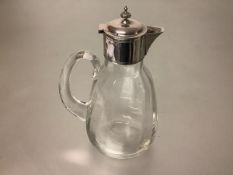 An Edwardian silver-mounted glass claret jug, Atkin Brothers, Sheffield, 1903, the ribbed body