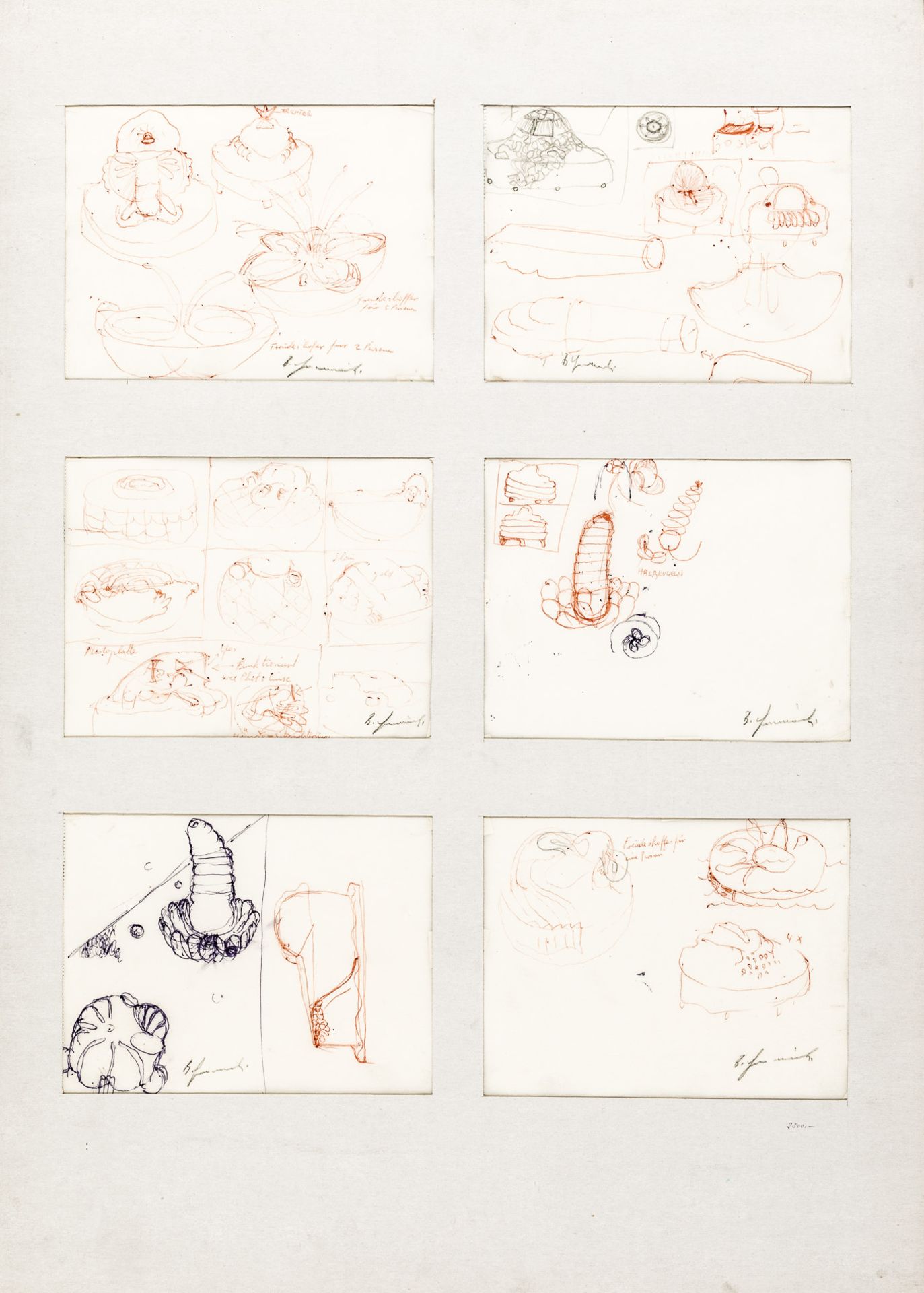 Bruno Gironcoli, Ohne Titel (6 Skizzen) / untitled (6 sketches)