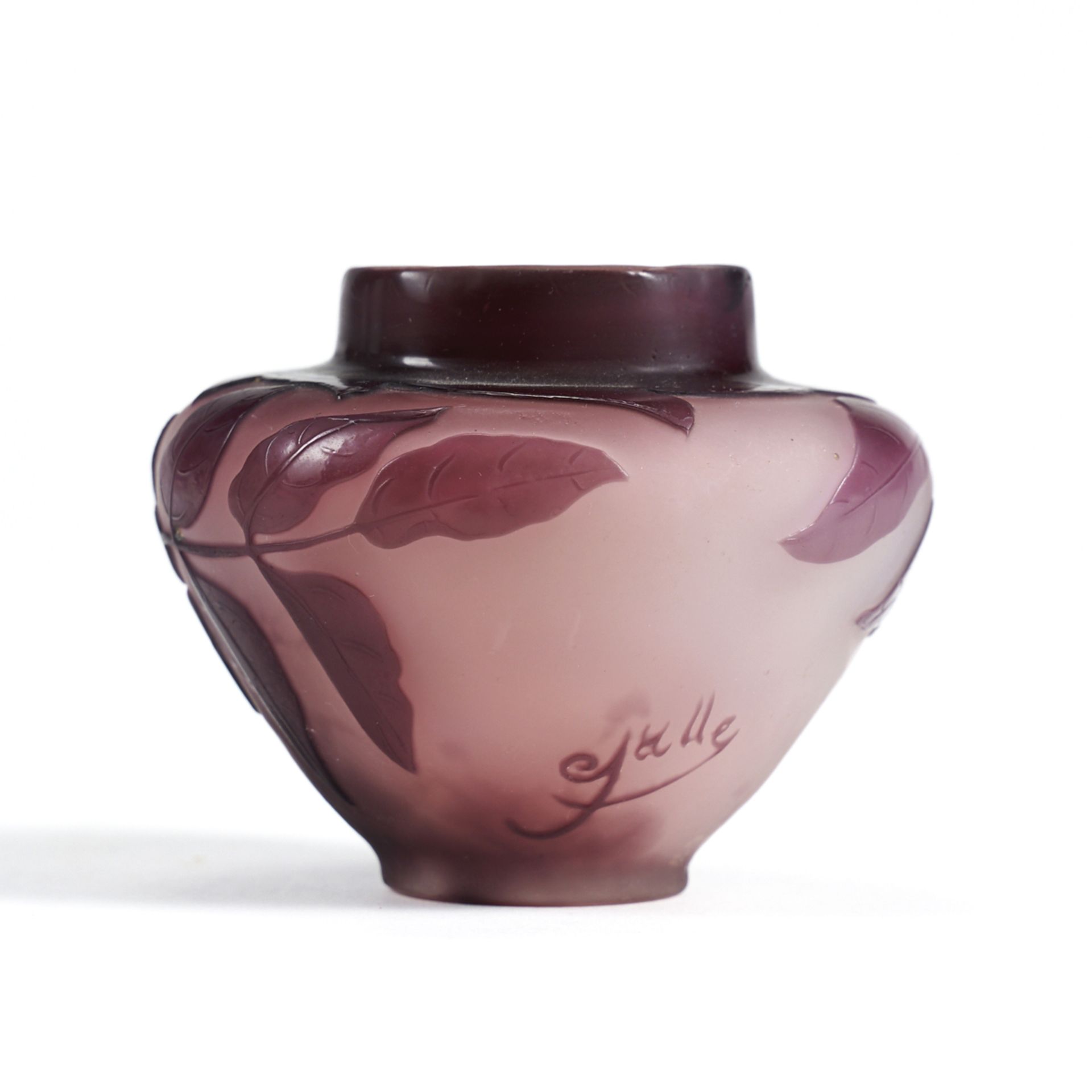 Small Galle Purple Cameo Art Glass Vase - Bild 4 aus 7
