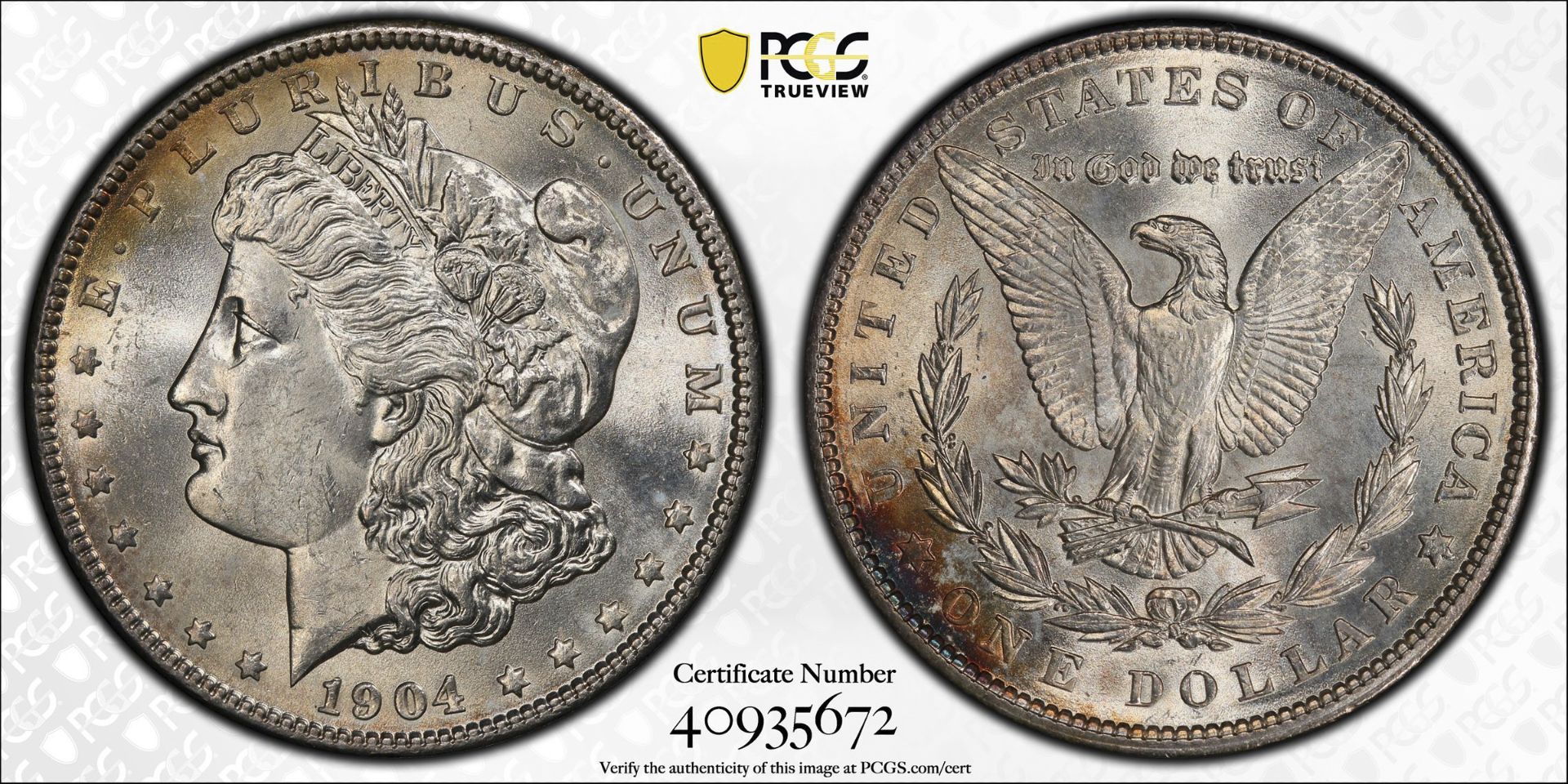 1904 Morgan Silver Dollar MS64 PCGS - Image 4 of 4
