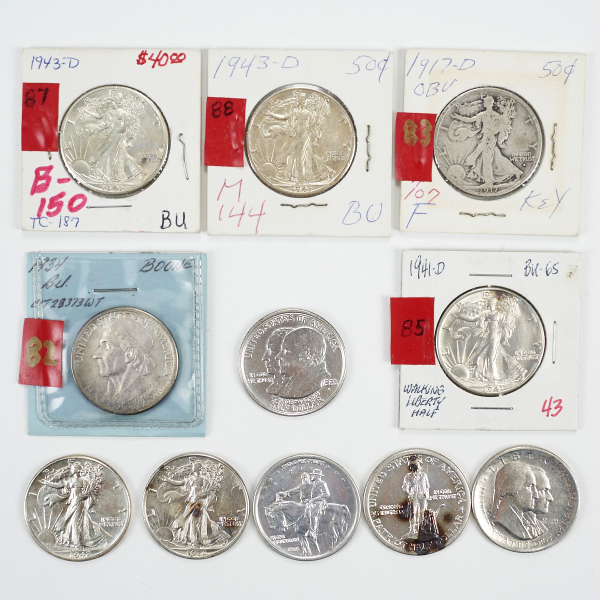 Grp: 11 Half Dollars Walking Liberty Concord Stone MTN ETC