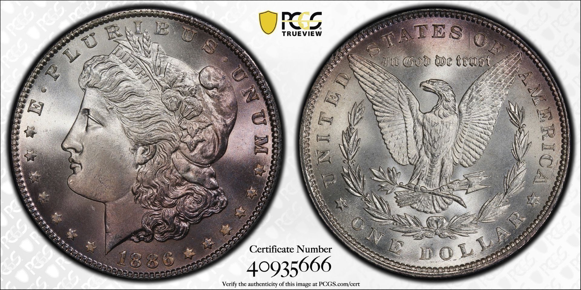 1886 Morgan Silver Dollar UNC Details PCGS - Bild 4 aus 4