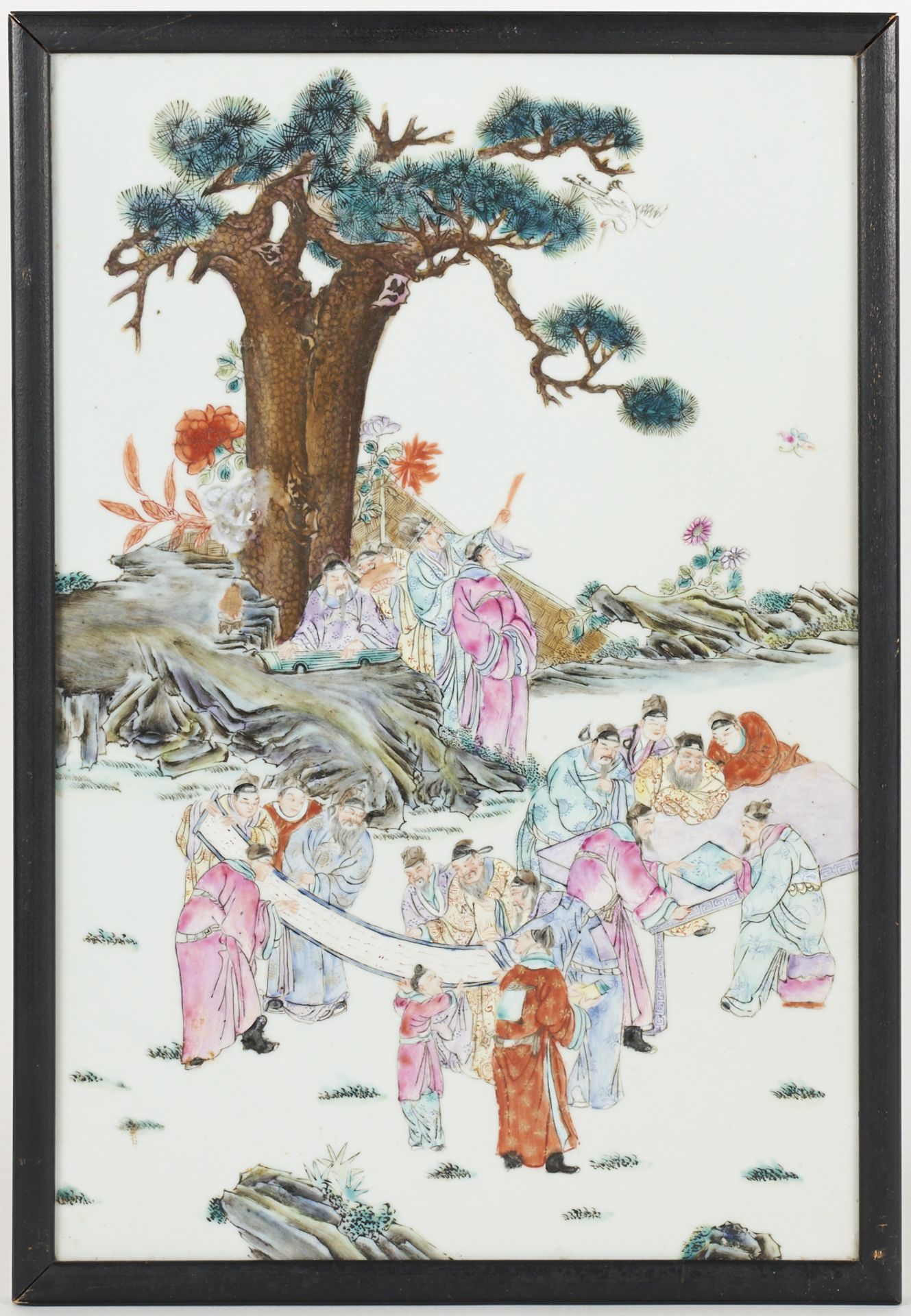 20th C. Chinese Famille Rose Porcelain Plaque - Bild 2 aus 4