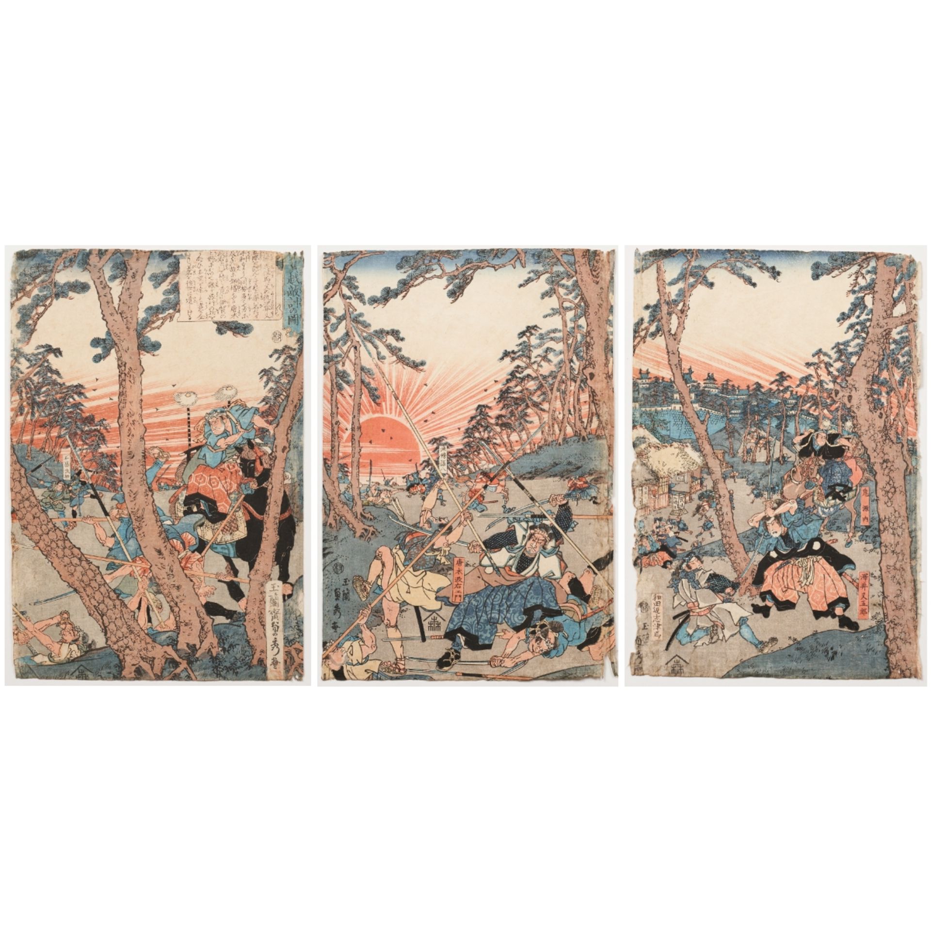 Utagawa Sadahide Triptych Japanese Woodblock Print