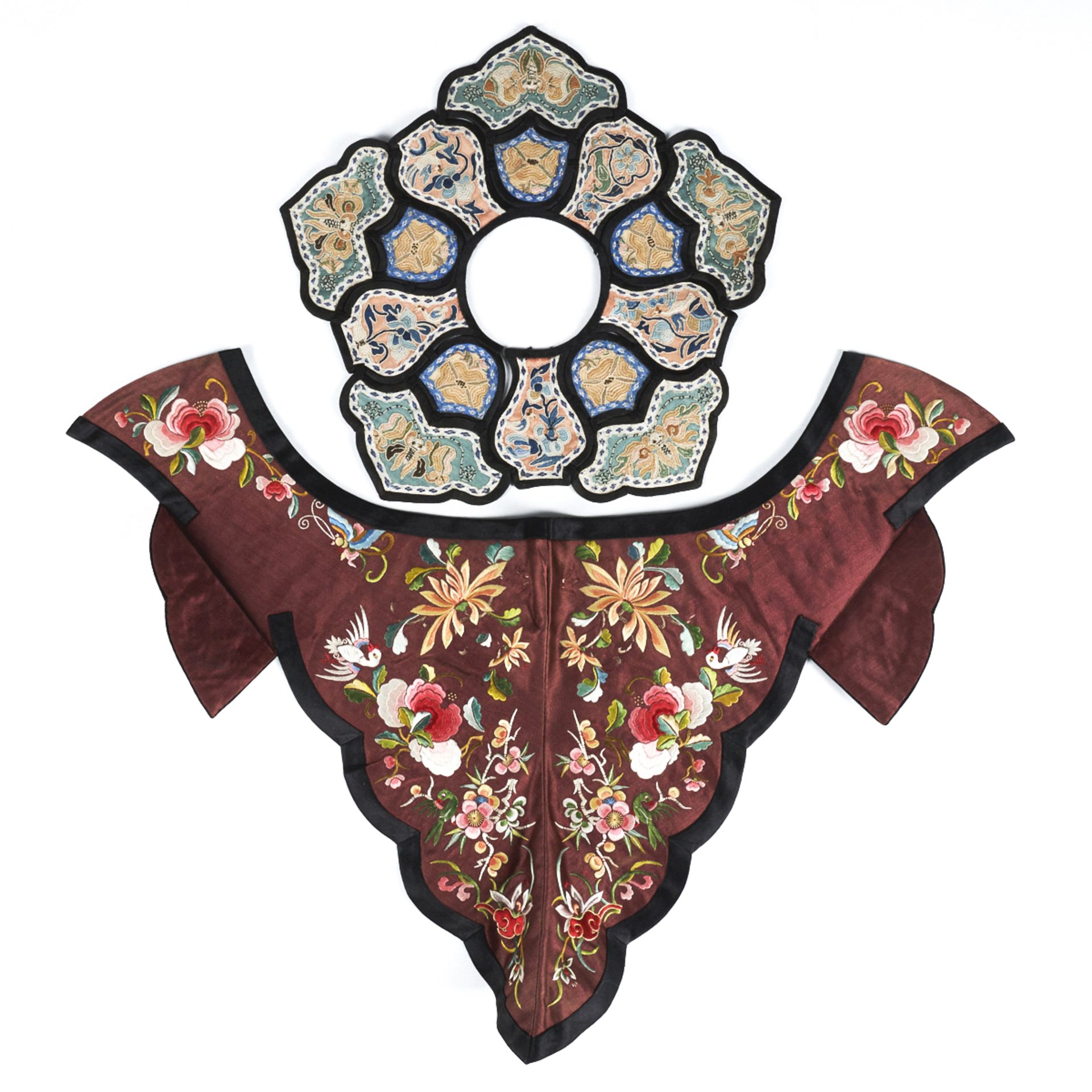 Grp: 2 19th/20th C. Chinese Embroidered Silk Collars