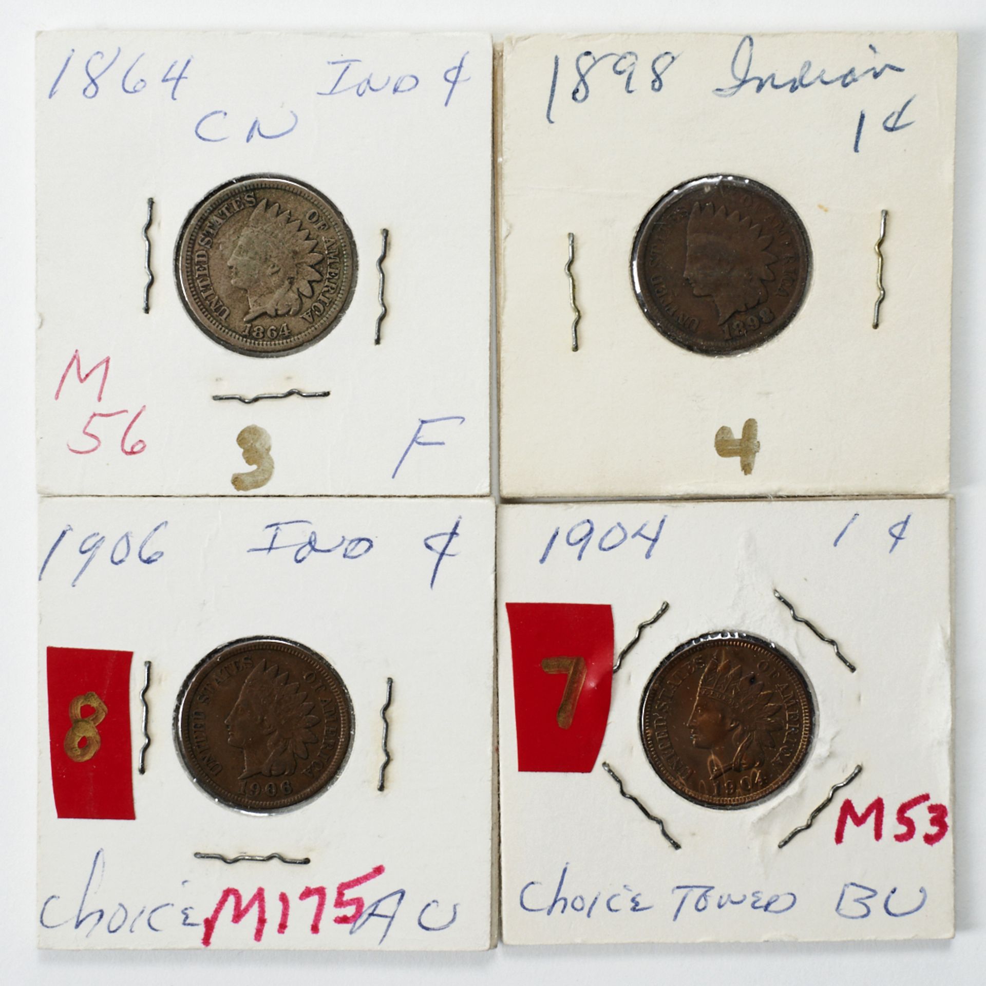Grp: 7 Indian Head Pennies One Cent Coins - Image 7 of 8