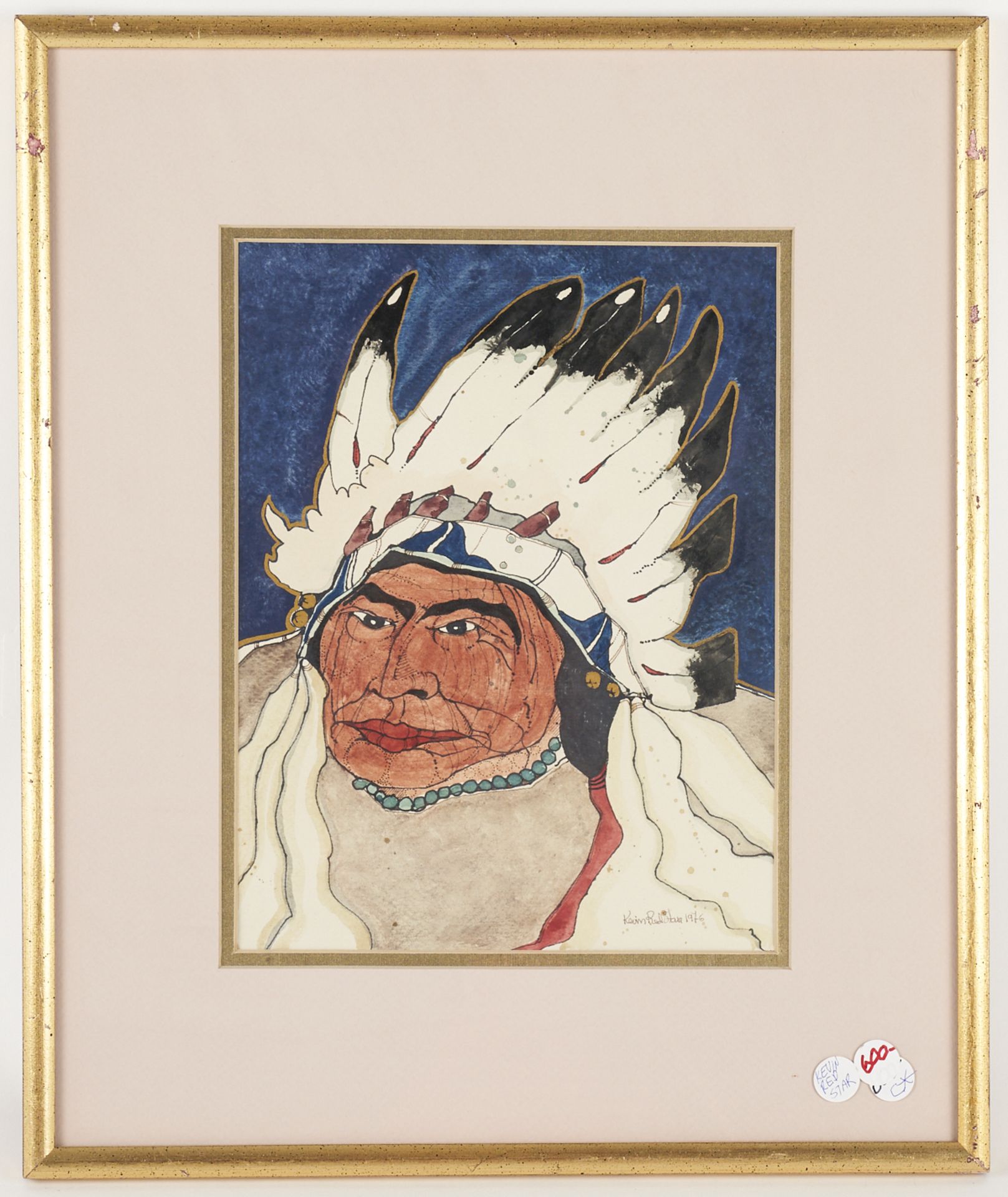 Kevin Red Star Native American Portrait Mixed Media - Bild 2 aus 3