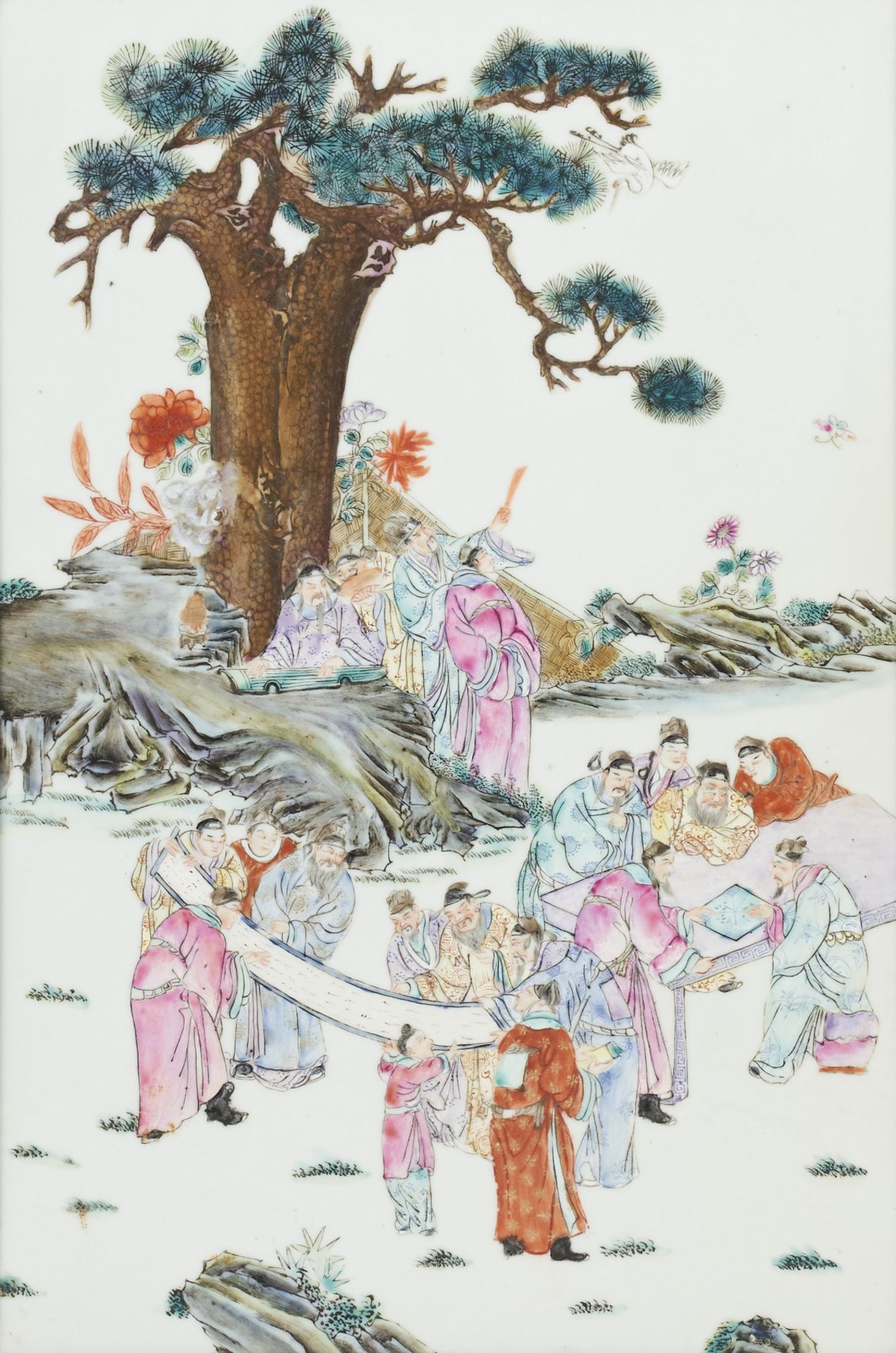 20th C. Chinese Famille Rose Porcelain Plaque