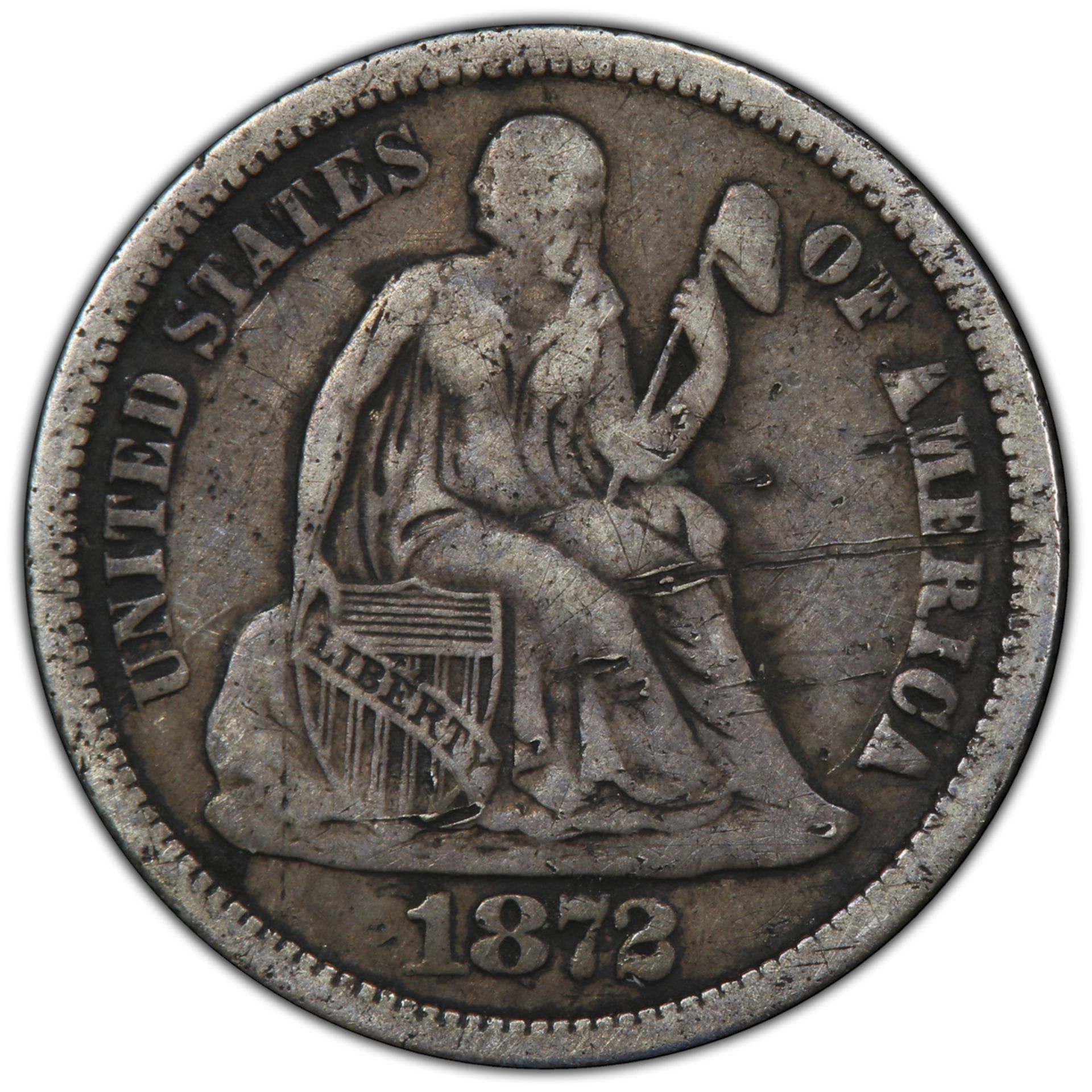 1872 CC Seated Liberty Dime VF PCGS - Image 2 of 4
