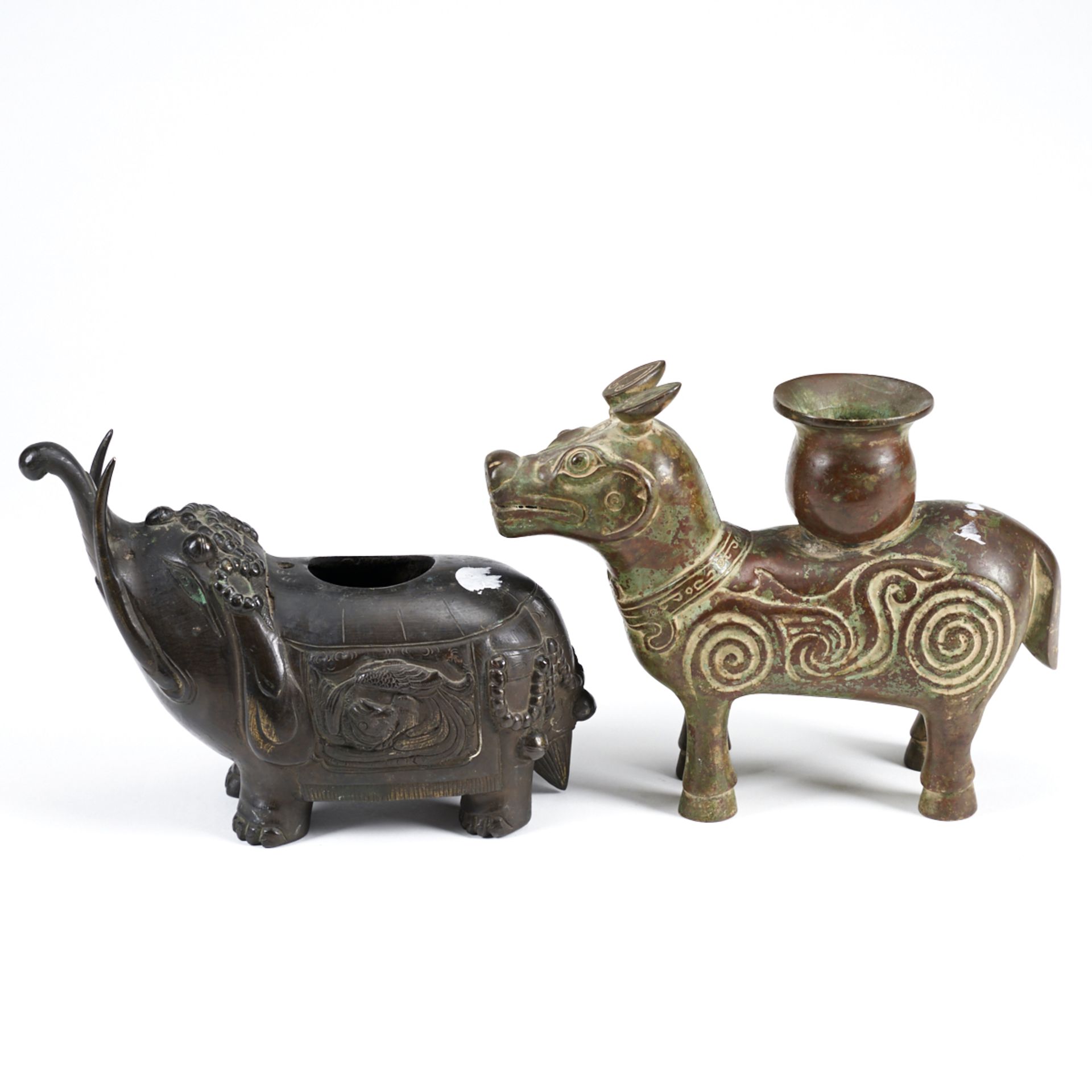 Grp: 2 Archaic Style Chinese Bronze Animals - Bild 7 aus 7