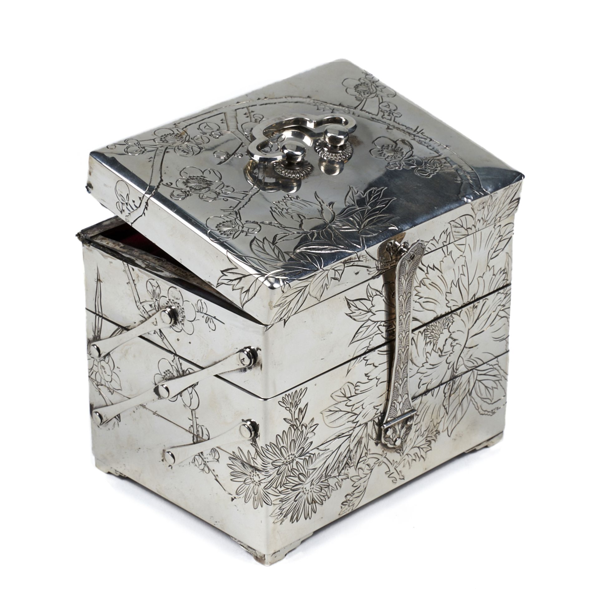 Japanese Arts & Crafts Silver Box - Bild 3 aus 7