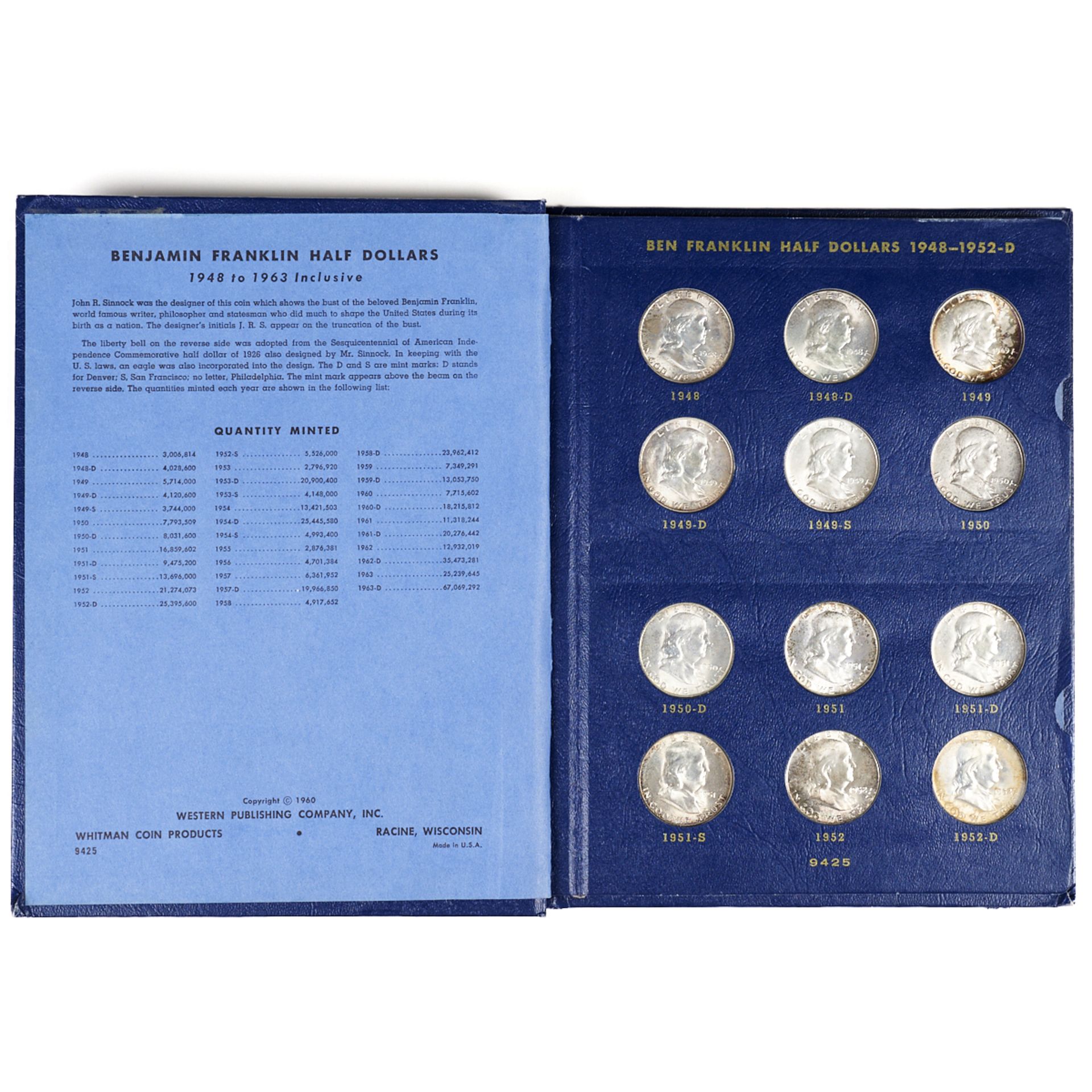 Set of 1948-1963 D - P - S Franklin Half Dollars - Bild 2 aus 2