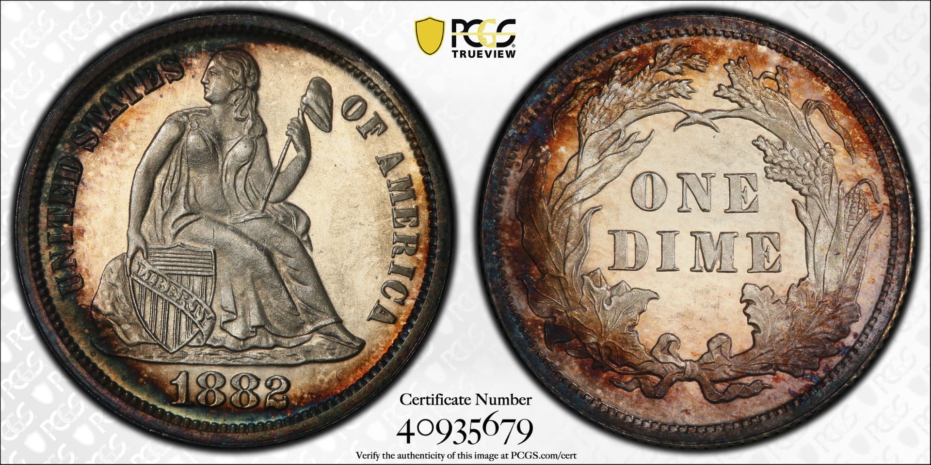 1882 Seated Liberty Dime CAM PR67CA PCGS - Bild 4 aus 4