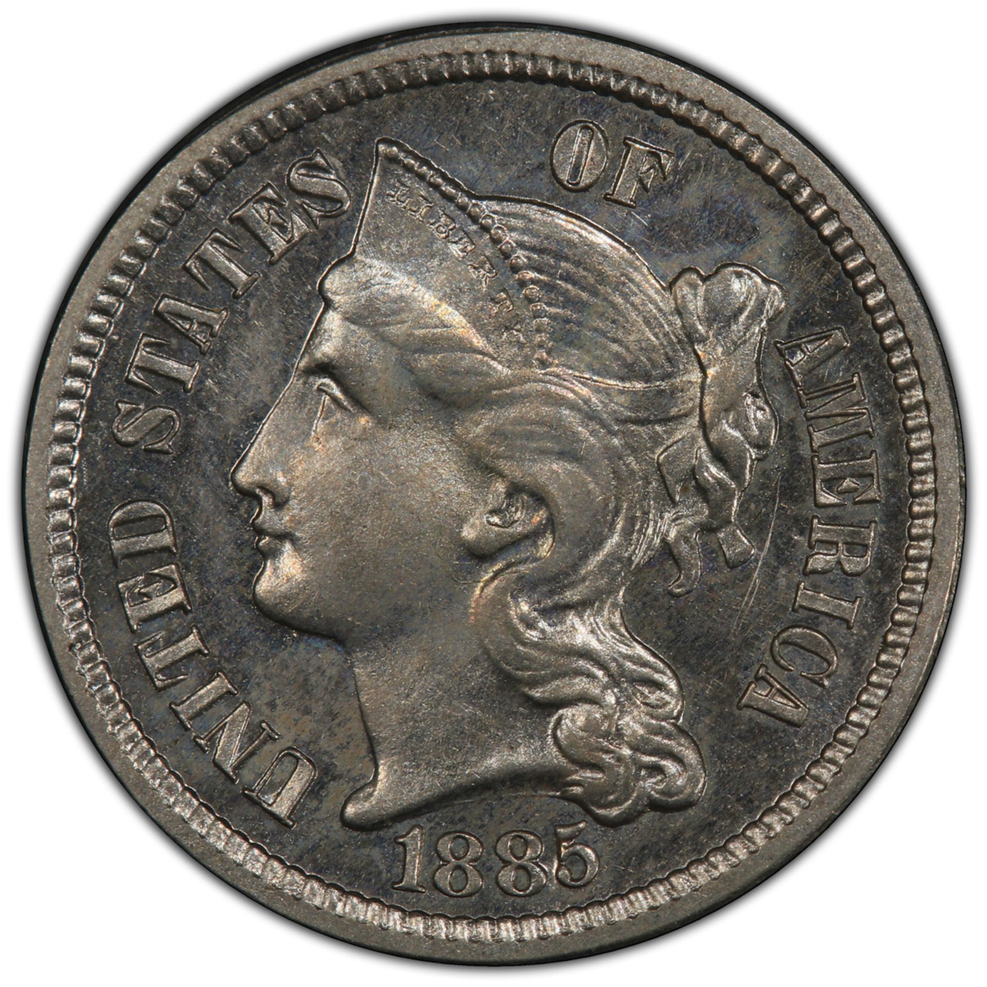 1885 Nickel 3 Cent Coin PR 63 PCGS - Image 2 of 4