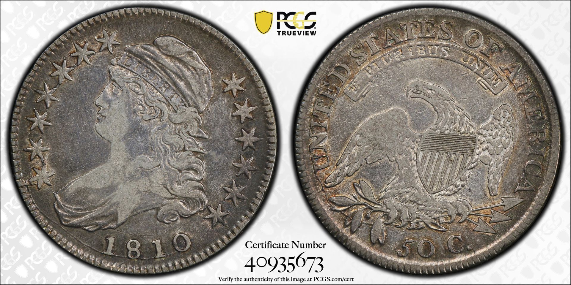 1810 Capped Bust Half Dollar XF PCGS - Bild 4 aus 4