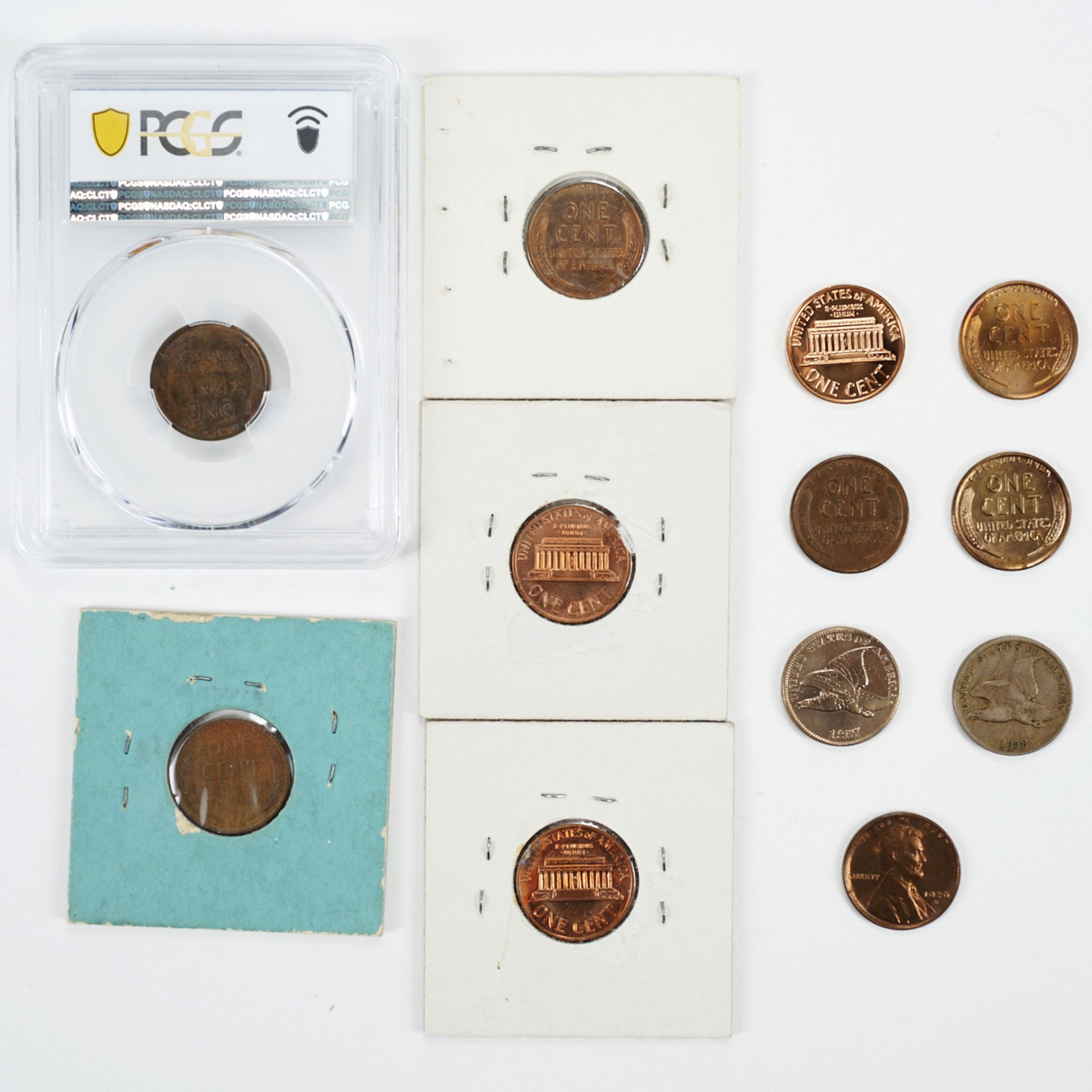 Grp: 12 Pennies Flying Eagle & Lincoln - Image 2 of 2