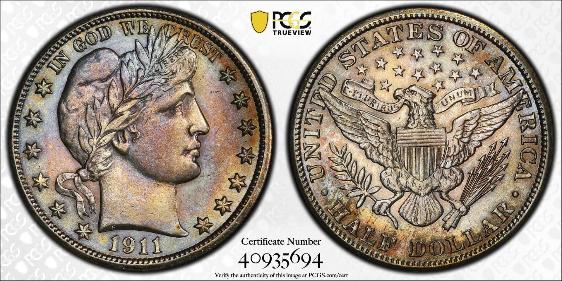 1911 Barber Half Dollar AU PCGS - Bild 4 aus 4