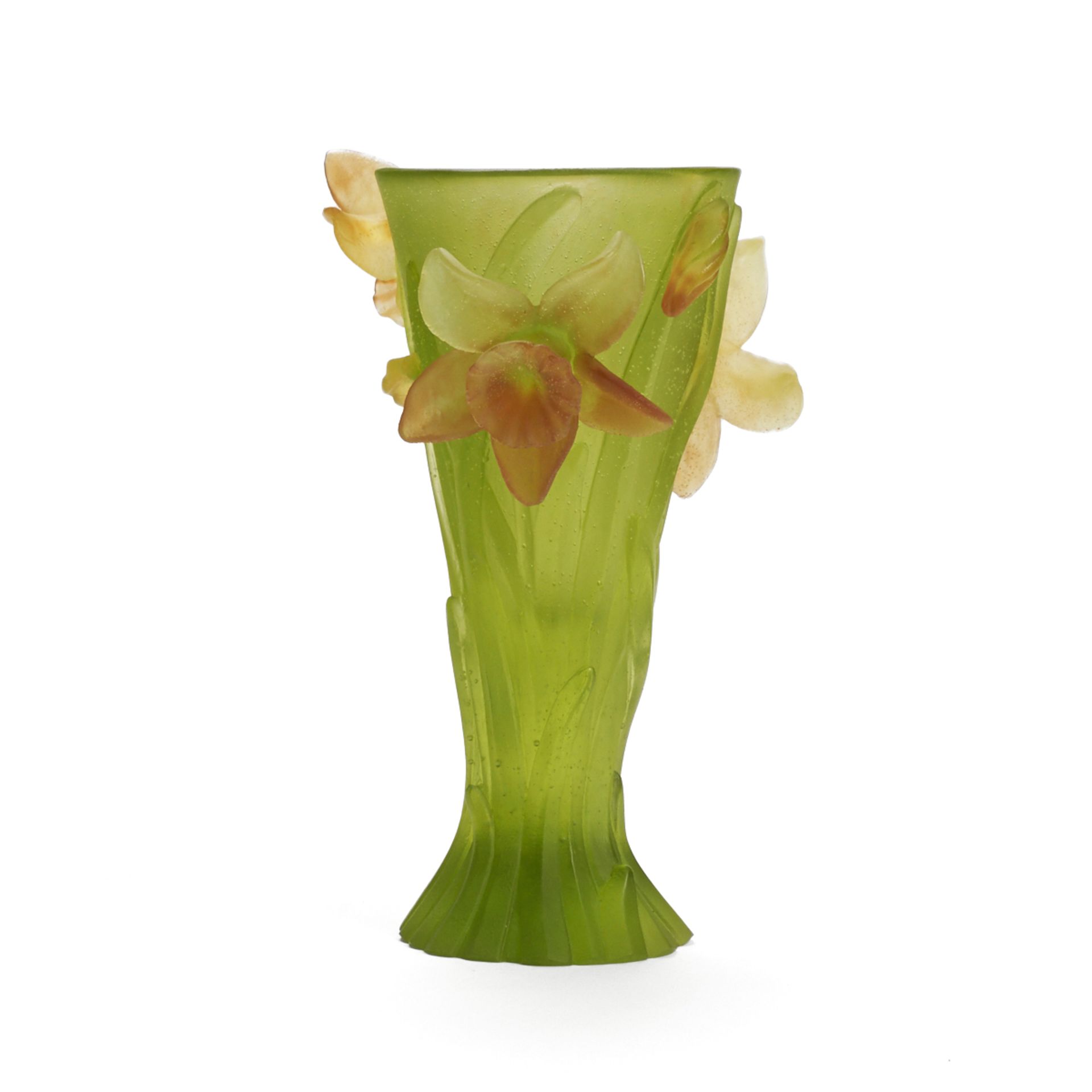 Daum Pate De Verre Iris Crystal Flower Vase