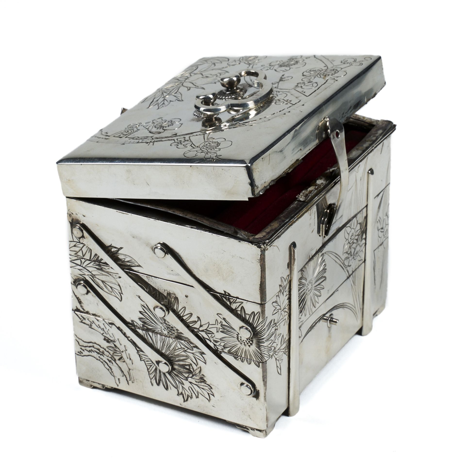 Japanese Arts & Crafts Silver Box - Bild 2 aus 7