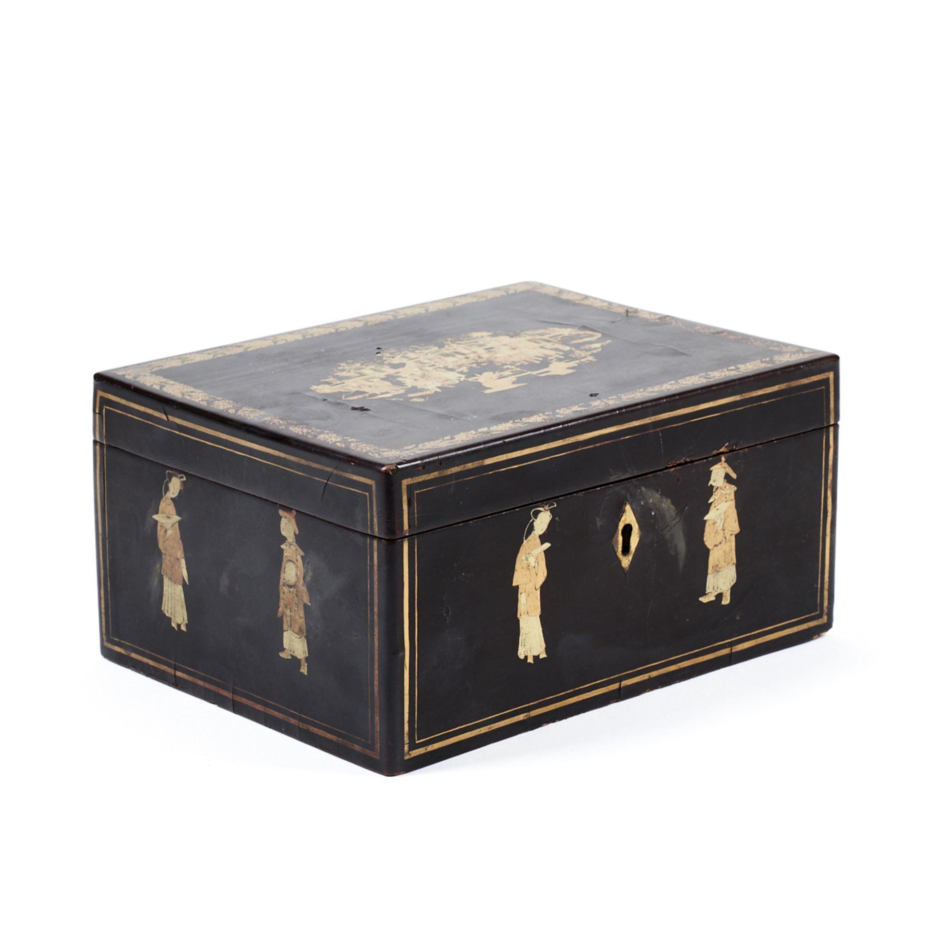 19th C. Chinese Export Lacquer Tea Caddy Box