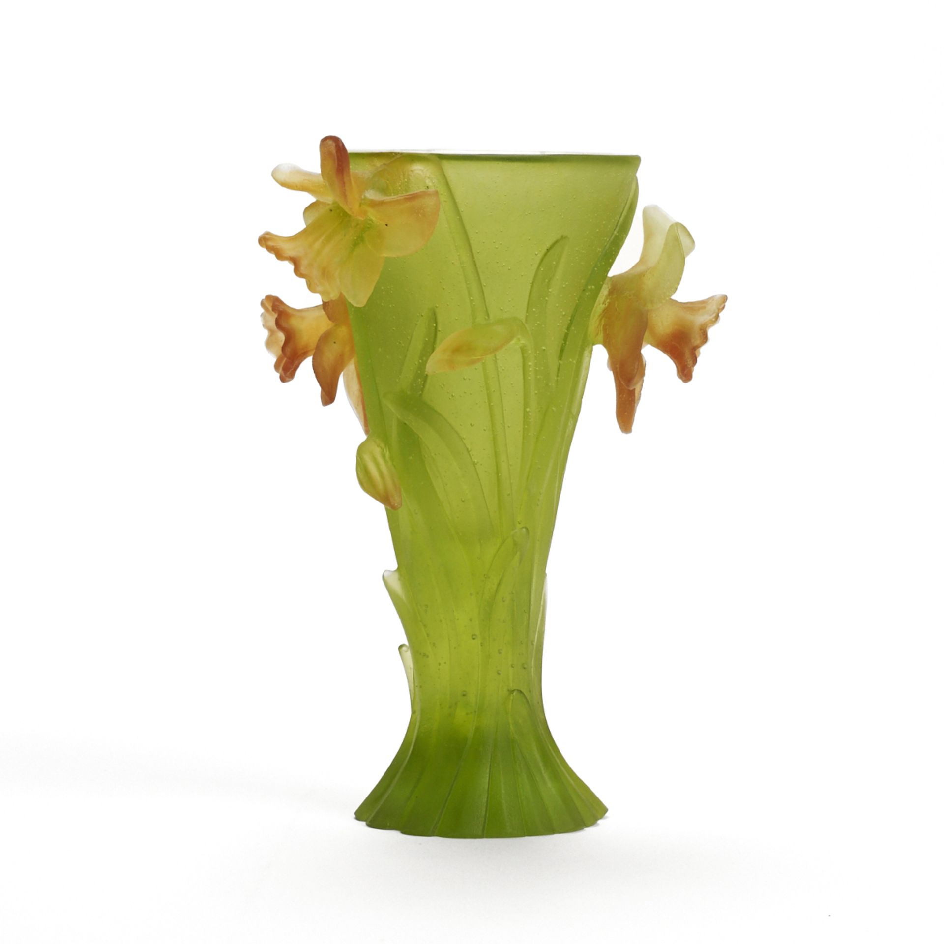 Daum Pate De Verre Iris Crystal Flower Vase - Bild 2 aus 5