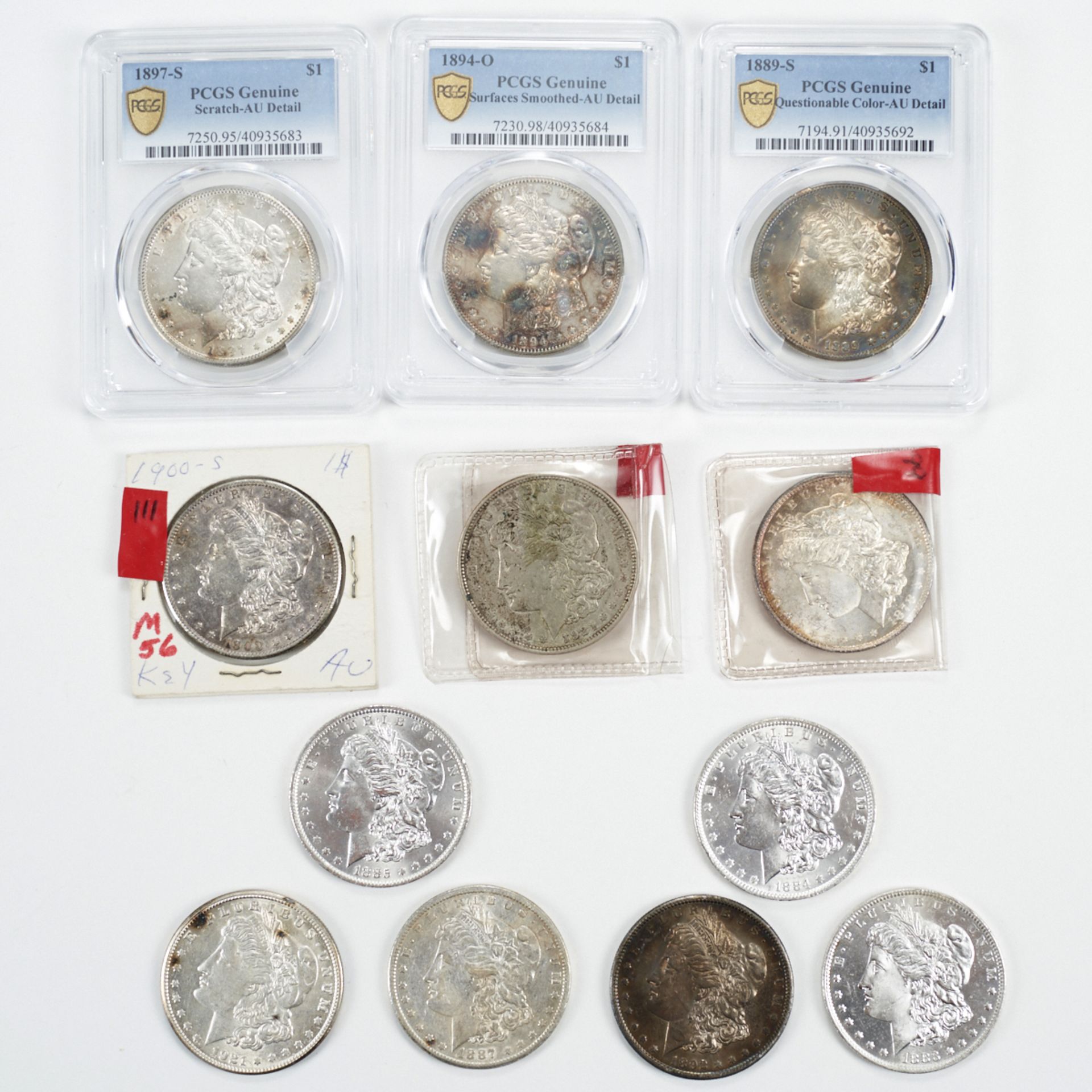 Grp: 12 Silver Morgan Dollars Coins