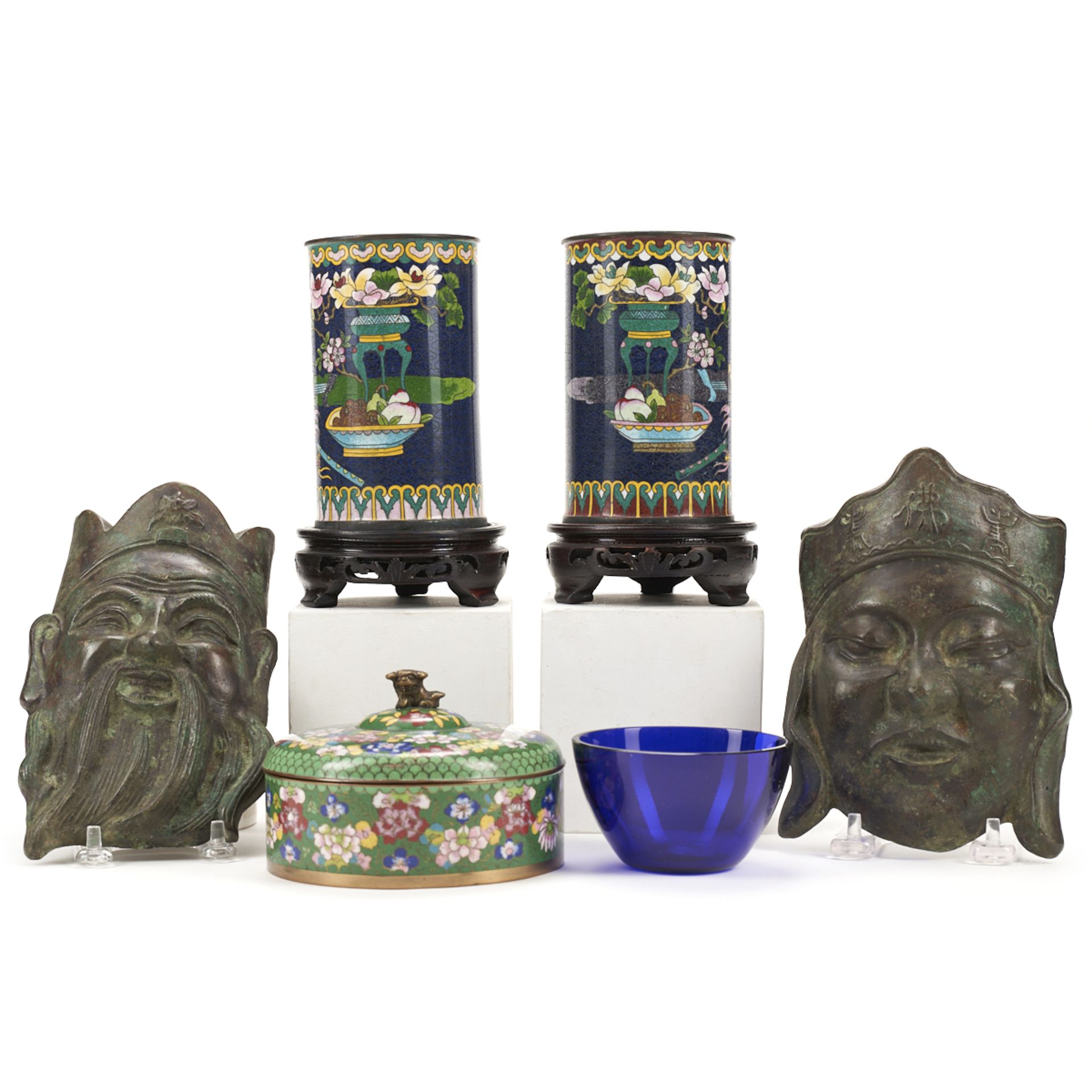 Grp: 6 Chinese Objects - Cloisonne Bronze