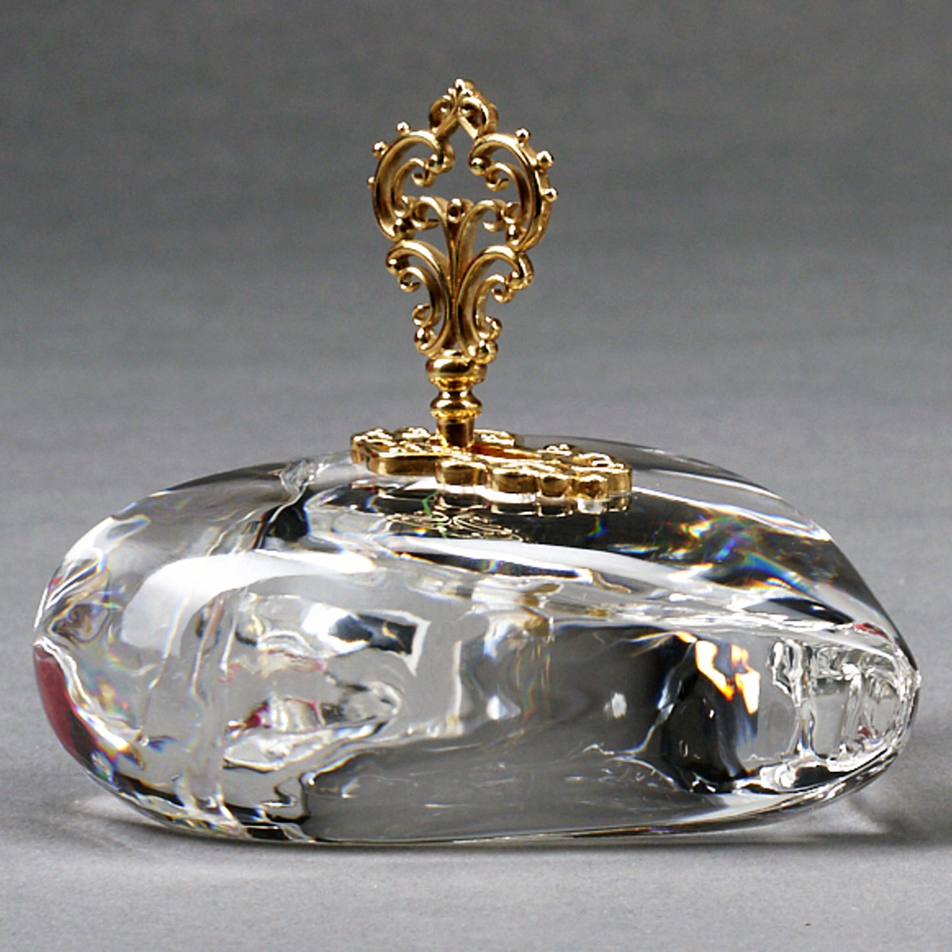 Steuben Crystal 18K Heart w/ Key Paperweight - Bild 3 aus 8