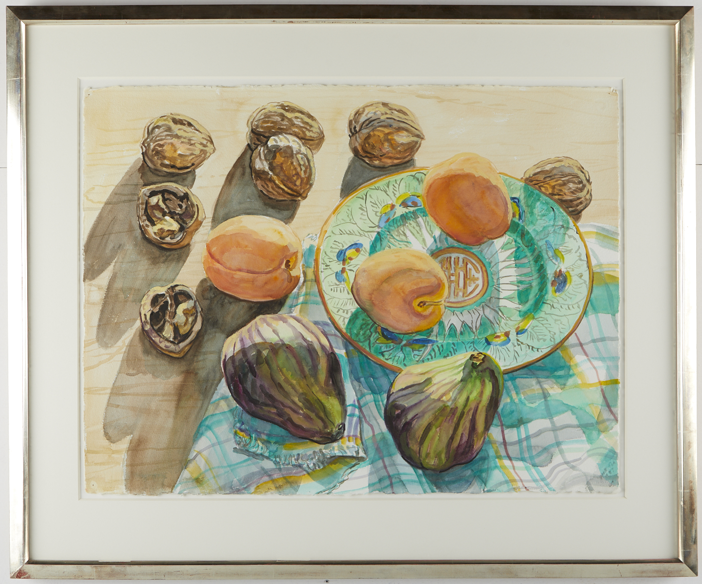 Janet Fish "Figs and Apricots" Still Life Watercolor - Image 2 of 11