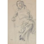 Raphael Soyer Seated Female Graphite & Watercolor