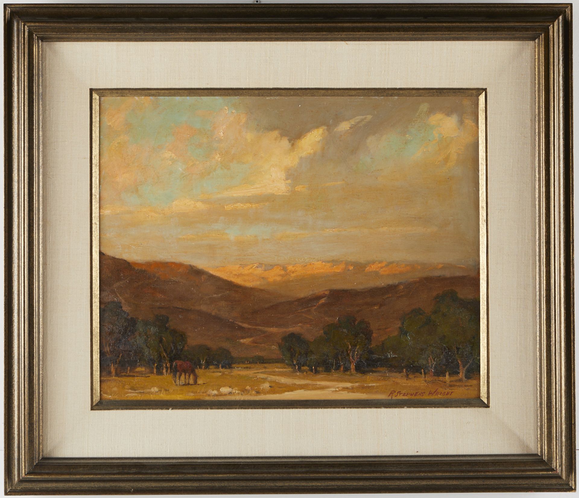 Redmond Stephens Wright Landscape Oil on Board - Bild 2 aus 3