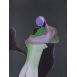 Fritz Scholder Couple Embracing Oil on Paper