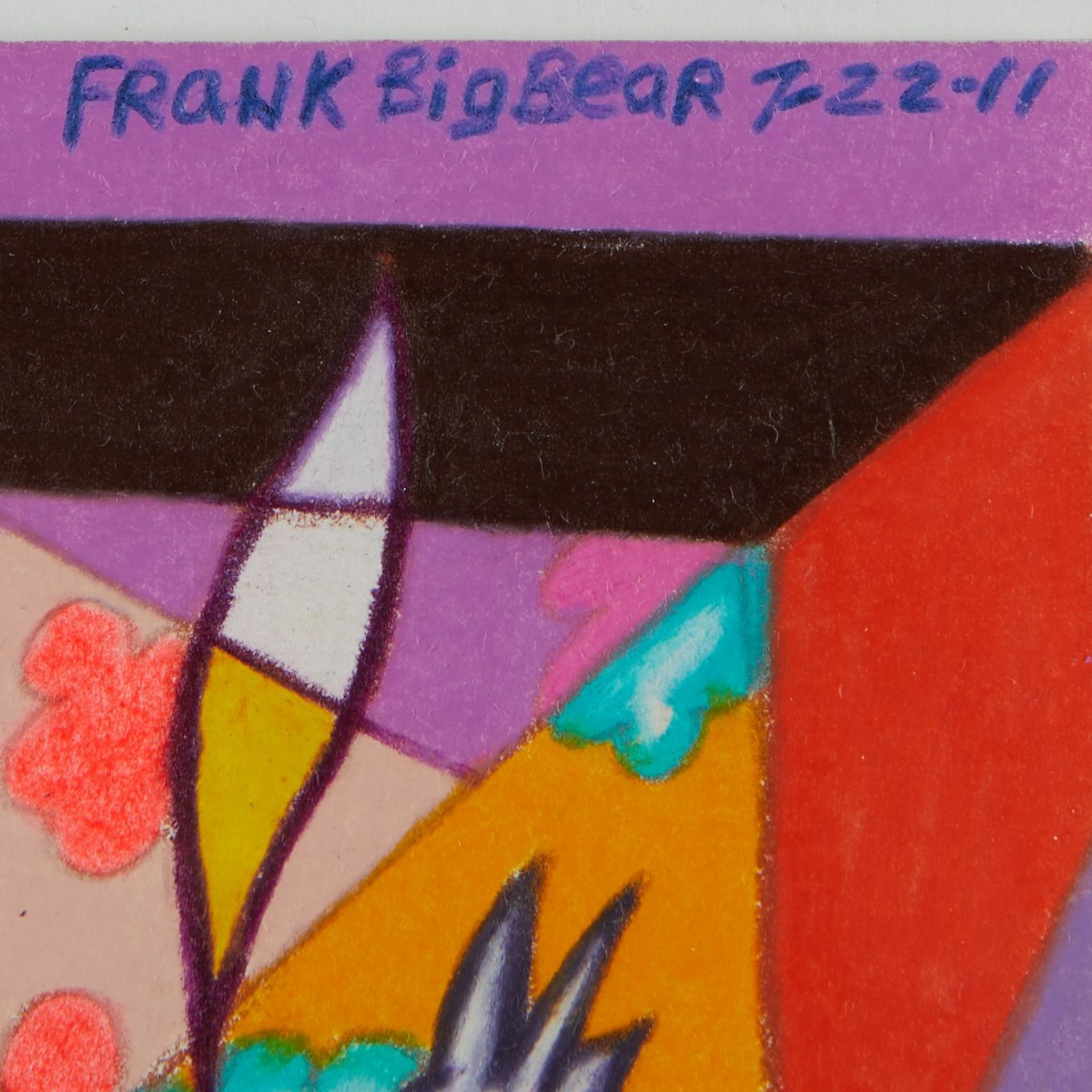 Frank Big Bear "Buffalo Man" Colored Pencil - Image 3 of 3
