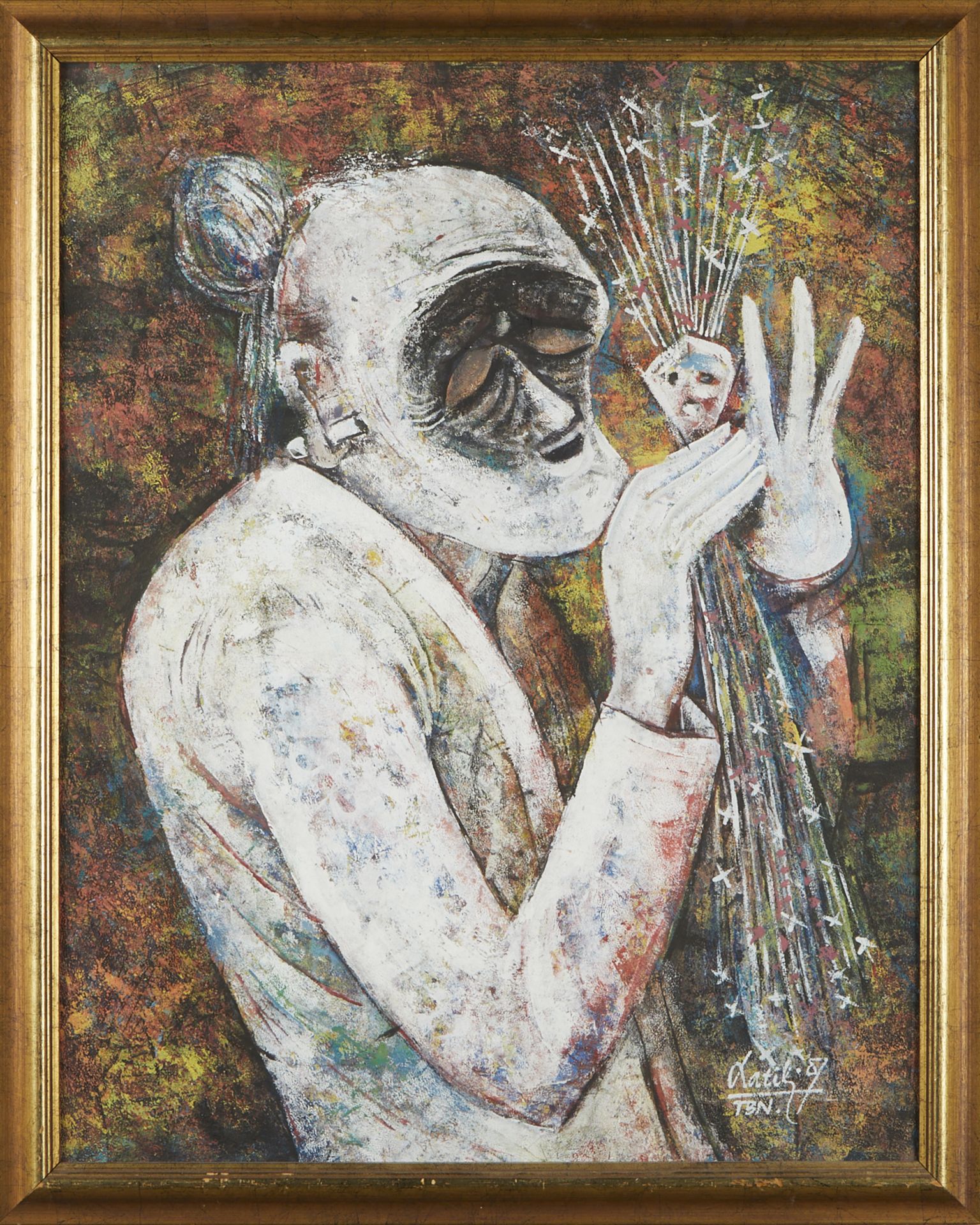 Modernist SW Old Woman Painting - Signed - Bild 2 aus 3