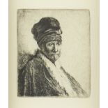 After Rembrandt "Bust of Man Wearing a High Cap" Etching