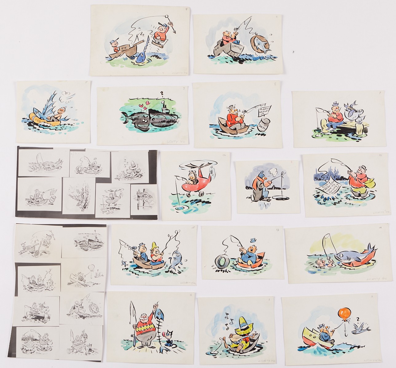 George Lichty 15 Cartoon Panels Original Drawings - Image 2 of 12