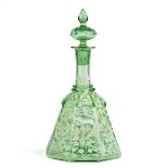 Late 19th c. Bohemian Enameled Vaseline Glass Decanter