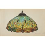 L.C. Tiffany Dragonfly Lamp Shade Watercolor and Gouache