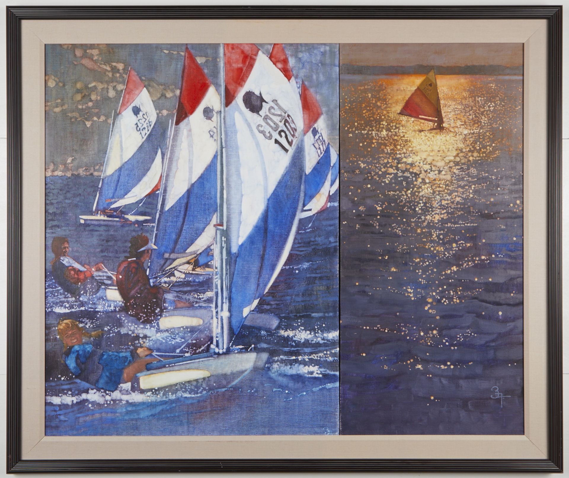 Bernie Fuchs "Sailing" Oil on Canvas Diptych - Bild 2 aus 6