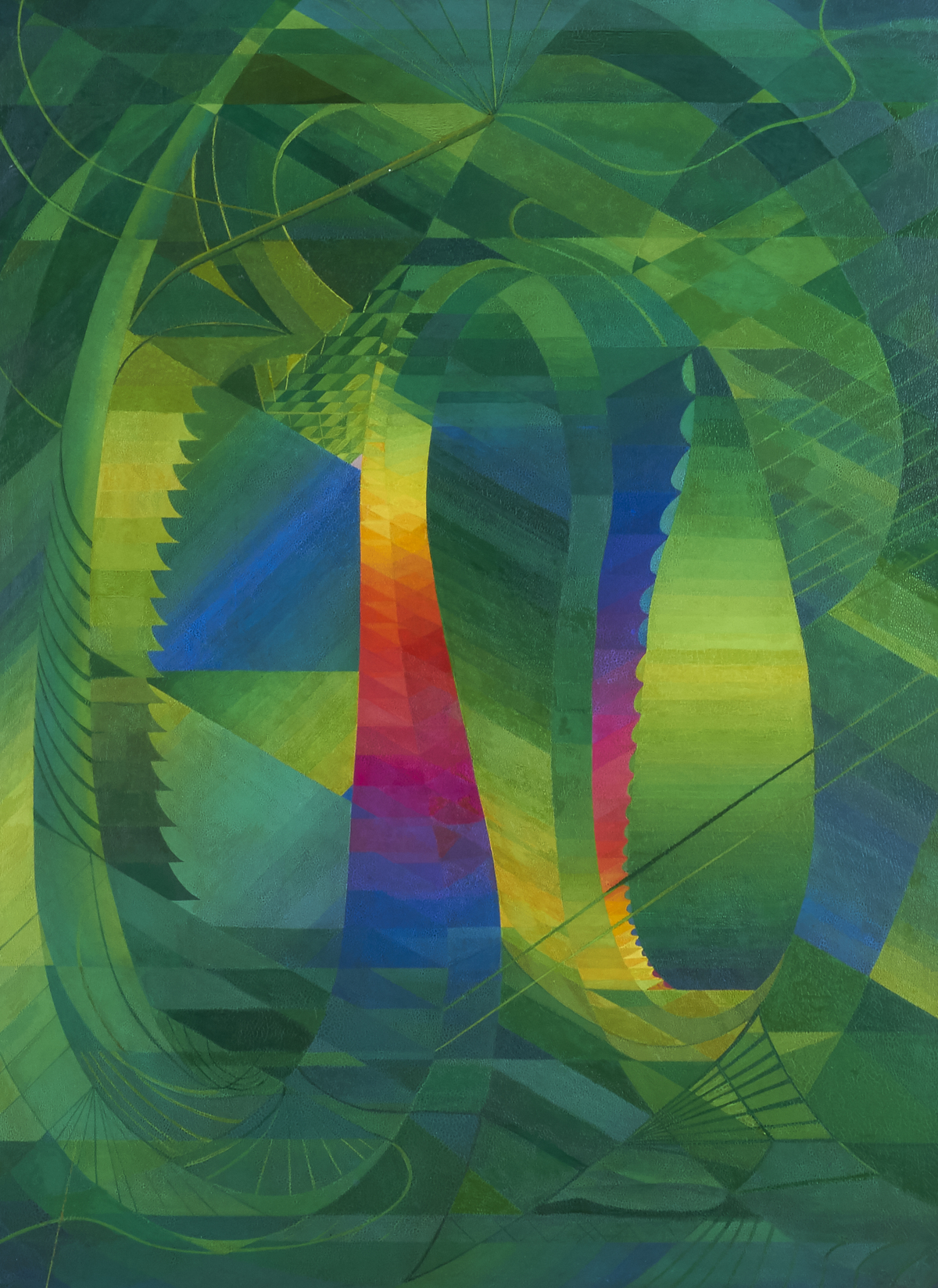 Hilaire Hiler "Amazonas: Structures in Green" Oil Painting