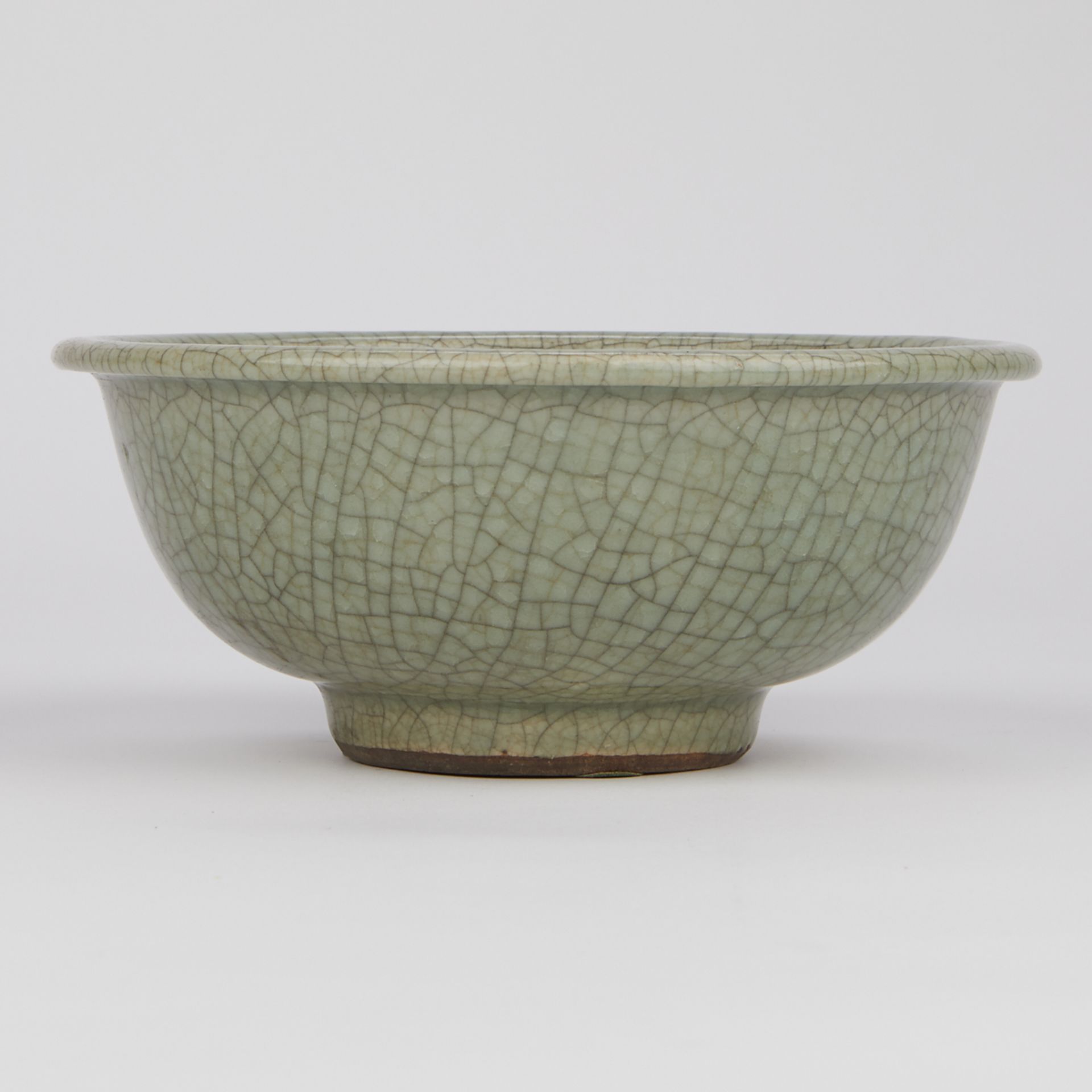 Chinese Crackled Celadon Bowl w/ Carved Wooden Stand - Image 3 of 8