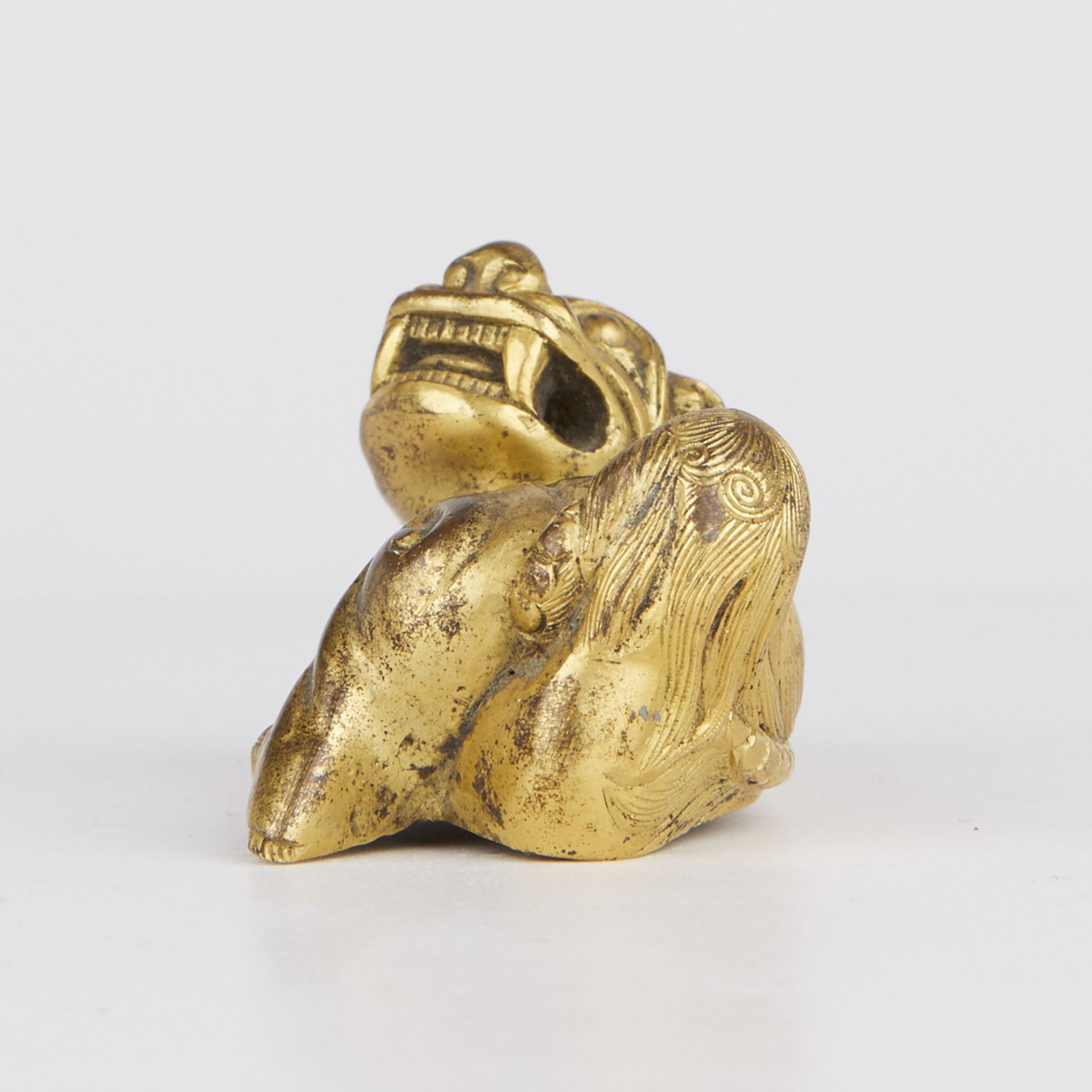 Chinese Gilt Bronze Foo Dog Guardian Lion Paperweight - Image 4 of 6